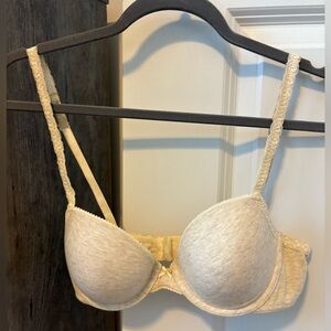 Aerie Cream T-Shirt Bra with CrissCross Straps